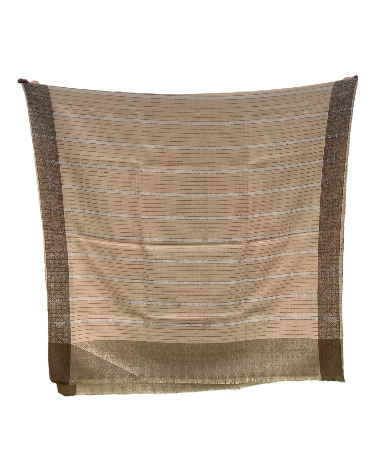 Fine wool stripes border shawl