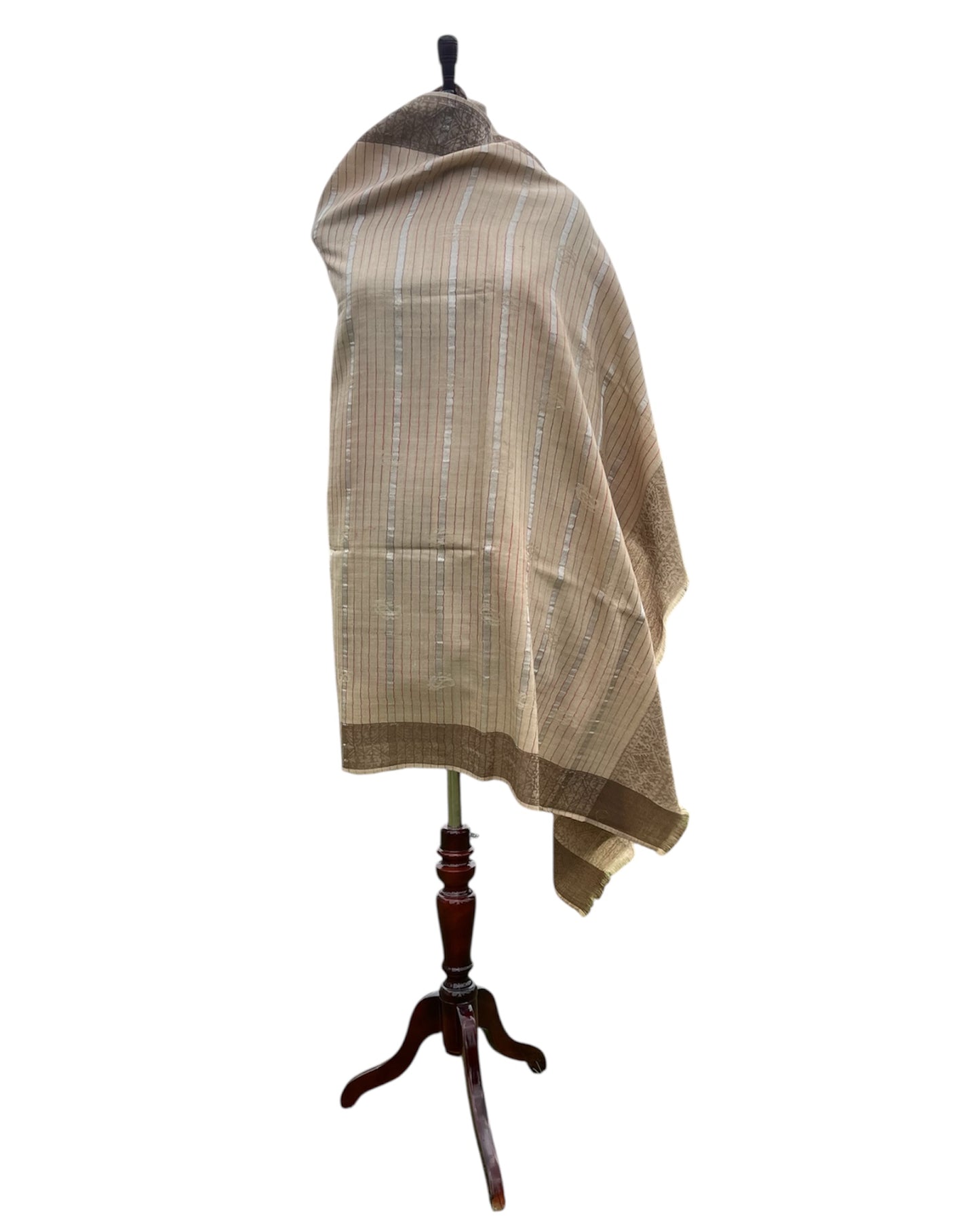 Fine wool stripes border shawl