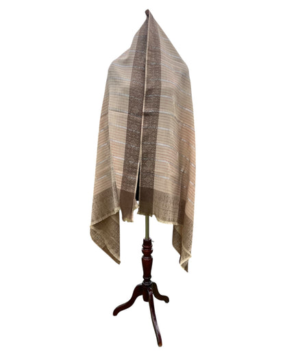 Fine wool stripes border shawl