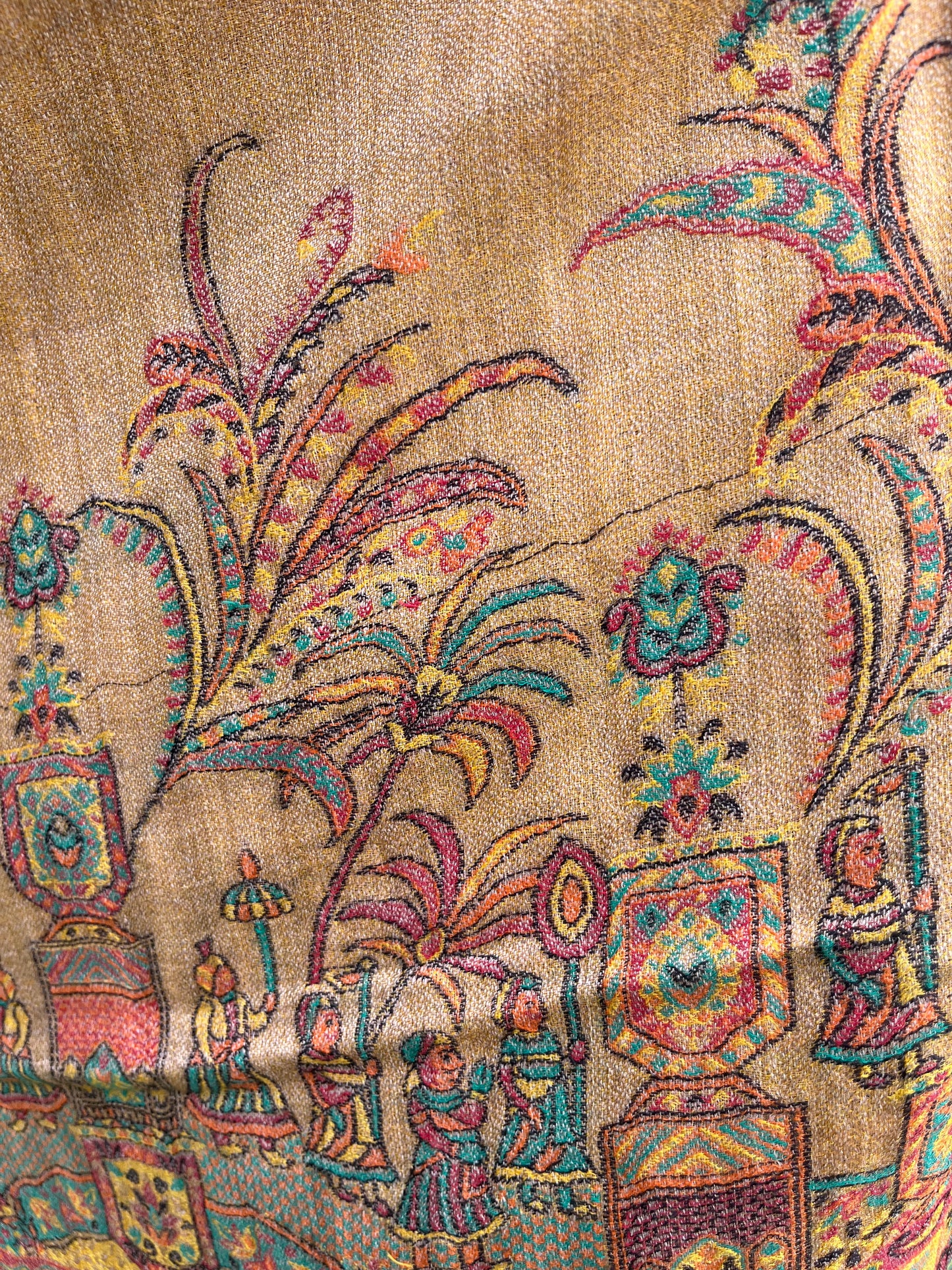 Kani weaving super fine zari wool shawl