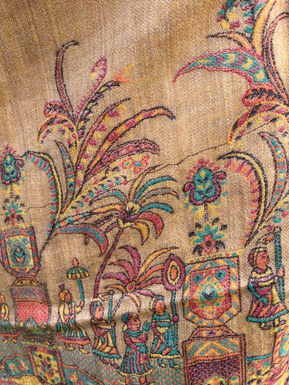Kani weaving super fine zari wool shawl